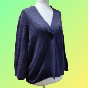 TWEEDS Size Medium Blue Angora Rabbit Hair Cardigan with Large Single Button
